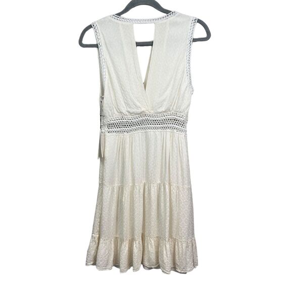Sandro‎ Paris Womens Rush Crochet Dress Keyhole V Neck Eyelet Waist Cream Size 2 - Picture 6 of 7